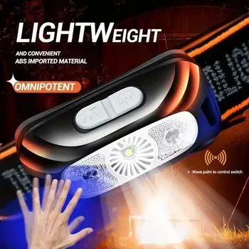 Mini LED Headlamp Induction Builtin Battery USB Rechargeable Torch Outdoor Camping Fishing Head Flashlight Searchlight Headlight чёрный