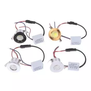 Mini Led Spotlight Lamp Downlights Cob 3W 220V/12V Jewelry Cabinet Light Black White Gold Silver Finish Aluminum Cut Hole 30Mm