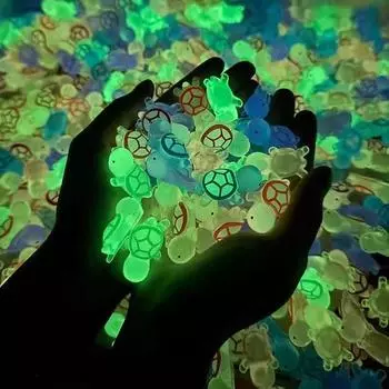 Mini Luminous Turtle Figurines Micro Landscape Resin Crafts Glowing Tiny Turtle Miniatures DIY Garden Decoration Ornaments Gift 2PCS