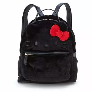 Мини-меховой рюкзак Sanrio Hello Kitty чёрный