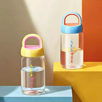 Мини-милая бутылка для воды 350 мл, модная стеклянная бутылка для молока, бутылка для питья, экологически чистая чашка для чая из боросиликатного стекла, кружка для кофе 350ml фиолетовый