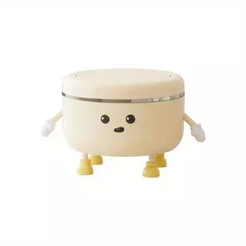 Мини-мусорное ведро для рабочего стола с крышкой - стиль Kawaii, съемная конструкция, прочный полипропиленовый материал, эстетика в виде персонажей мультфильмов, подходит для дома и отделки стола. 1