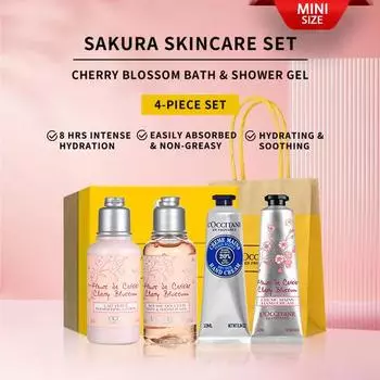 Мини-набор для ухода за телом L Occitane en Provence (Лосьон для тела «Цветок вишни» 35 мл + Гель для душа 35 мл + Крем для рук 10 мл + Крем для рук с маслом ши 10 мл) 4 шт MINI SIZE