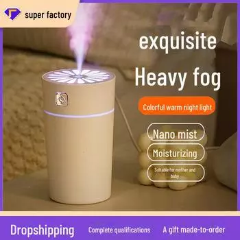 Mini Nano Air Humidifier: Large Spray for Bedroom, Car, or Desk – Rainbow Cup Design, Perfect Gift G16, portable, light sound светло-синий