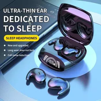 Мини-невидимые наушники для сна Bluetooth 5.3 Скрытые наушники Водонепроницаемые шумоподавление TWS Беспроводные гарнитуры Спортивные стереонаушники чёрный