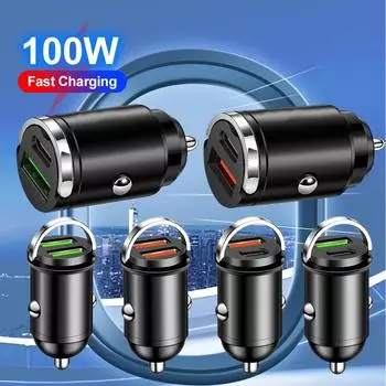 Mini PD USB автомобильное зарядное устройство прикуриватель Type C автомобильное зарядное устройство для Xiaomi Samsung Huawei сверхбыстрая зарядка QC3.0 автомобильное зарядное устройство для iPhone B Black