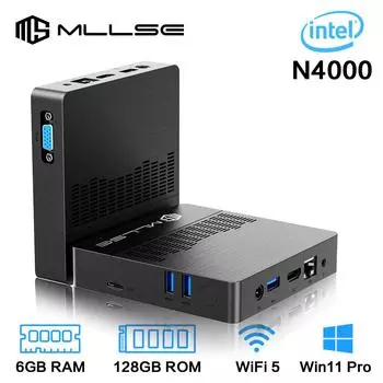 Мини-ПК MLLSE M2 Air Intel Gemini Lake N4000 Windows 11 6 ГБ ОЗУ 128 ГБ ПЗУ двухдиапазонный WiFi Bluetooth USB мини-компьютер EU and US PLUG