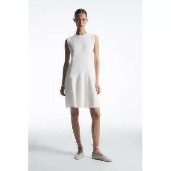 Мини-платье COS Japan в рубчик с заниженной талией white/XS