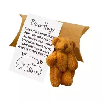 Mini Plush Bear Movable Bear Ornaments Cute Child Toy For Kids Brown-B