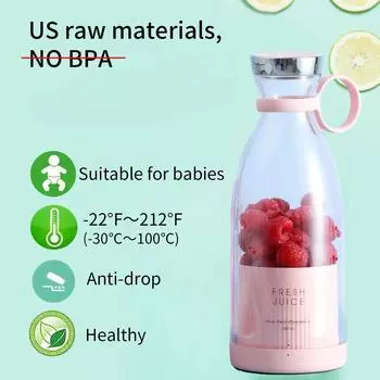 Mini Portable Electric Juice Blender, Juicer Bottle, 6 Blades Shake, Orange, Lemon, USB Charging, Fruit Mixer, Fresh Squeezer синий
