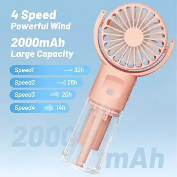 Mini Portable Fan Cooling Misting Fan 4 Speeds Small Handheld Fan USB Rechargeable Pocket Fan Gifts for Women Other белый