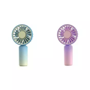 Mini Portable Fan USB Rechargeable 500mAh Low Noise Hand Fan (Blue Yellow) hei