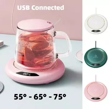 Мини Портативный 55 65 75 ° USB Подогреватель Чашек Кофе Кружка Подставка Подогреватель Умная Термостатическая Электрическая Плита Молоко Чай Вода Грелка Подогреватель розовый