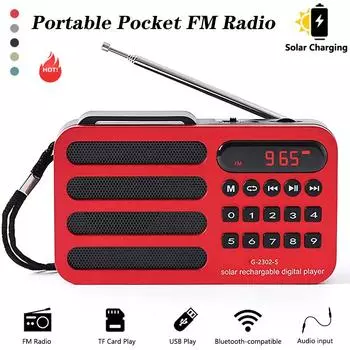 Мини портативный радиоприемник перезаряжаемый цифровой FM USB TF карта MP3 плеер беспроводной динамик с Bluetooth-совместимым радио FM-приемником синий