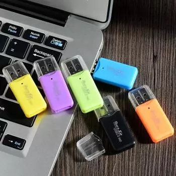 Мини-портативный USB 2.0 высокоскоростной адаптер для чтения карт памяти Micro SD TF T-Flash зелёный