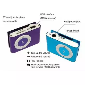 Мини-портативный USB MP3-плеер Мини-клипса MP3 Водонепроницаемый спортивный компактный металлический Mp3-плеер с TF чёрный