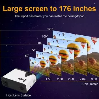 Мини-проектор для дома Портативный проектор HD 1080p холодный белый