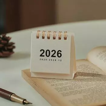 Мини простой календарь 2026 Маленький настольный календарь Креативный календарь на спирали Планировщик Настольное украшение Офисные канцелярские товары
