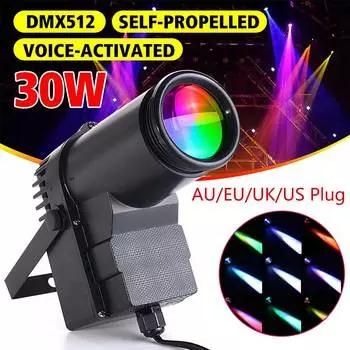 Мини-сценический светодиодный прожектор DMX512, вращающийся сценический прожектор с голосовым управлением и подставкой для домашней вечеринки, бара KTV, дискотеки, дропшиппинга UK Plug