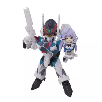 МИНИ-СЕАНС Macross Delta VF-31S Siegfried (Машина Арада Мельдерса) с Микумо Гиннемером примерно. Подвижная фигурка из окрашенного ПВХ и АБС-пластика высотой 100 мм