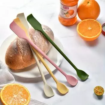 Mini Silicone Spatula Heat Resistant Long Handle Dual-Ended Scraper With Spoon Jam Spatulas Bakeware Kitchen Gadget Baking Tools