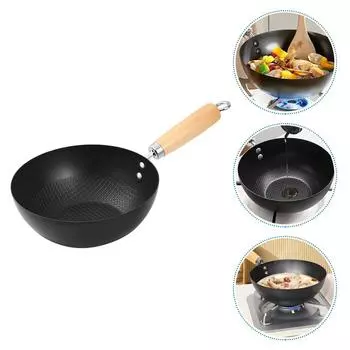 Мини-сковорода Wok с плоским антипригарным дном, домашний Wok для газовой плиты, эргономичная ручка, широкий спектр использования, выдающееся качество изготовления