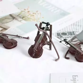 Мини-скрипки, украшение, миниатюрная модель скрипки с подставкой для кукольного домика, украшение для домашнего офиса, рабочего стола