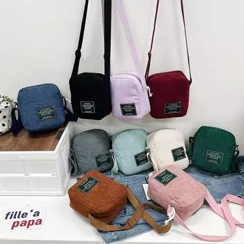 Мини спортивные сумки через плечо женские с надписью Wild Cordour Маленькая сумка-мессенджер для девочек Сумка-кошелек для телефона чёрный