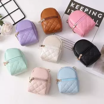 Мини-сумка для хранения наушников в форме рюкзака с брелком для ключей из искусственной кожи, небольшой кошелек для наушников