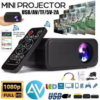 Мини-светодиодный проектор 1080P, портативный, 3000 люмен, Wi-Fi, видео, домашний кинотеатр, кинотеатр AU Plug белый