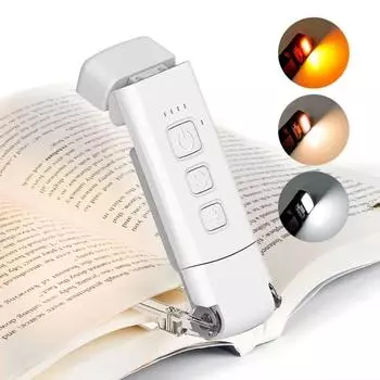 Мини светодиодный светильник для чтения USB, защита глаз, портативный, 3 цвета, 5 уровней яркости, ночник-закладка