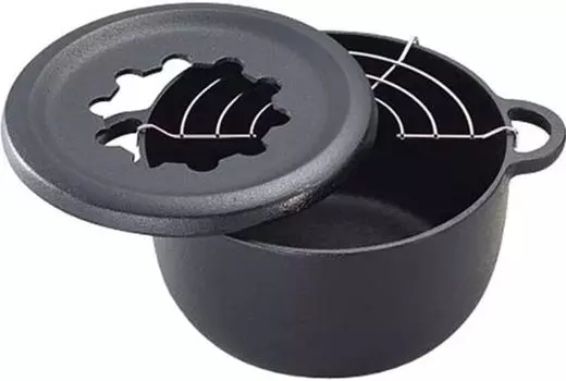 Мини-темпура-горшок Iwachu для фондю Nanbu Ironware черного цвета с внутренним диаметром, запеченный, 17 см, 25011, чёрный