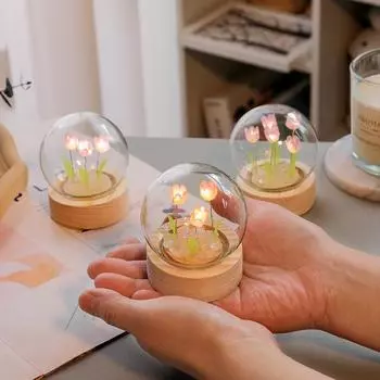 Мини-тюльпан ночник ручной работы DIY материалы милый домашний декор орнамент подарок на день рождения для девушки семьи друга ребенка Рождество Five Flowers