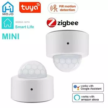 Mini Tuya Zigbee PIR Датчик движения Интеллектуальный беспроводной инфракрасный датчик тела Безопасность Smart Life App Control Alexa Google Home