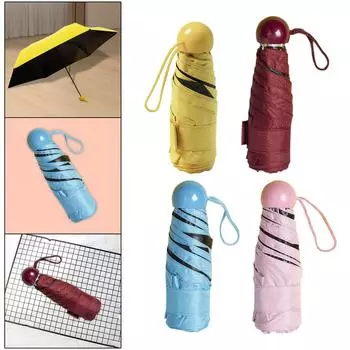 Mini Umbrella for Purse Compact Sun Protection Sun Umbrellas Travel Folding Umbrella for Camping Trips Outdoor Hiking Beach розовый