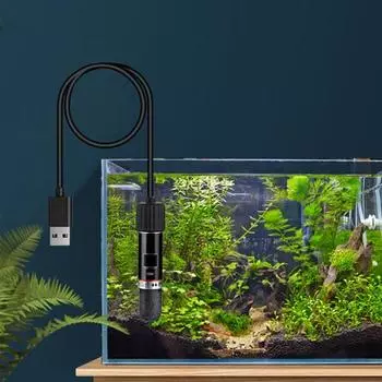 Мини USB-нагреватель для аквариума, эффективный и прочный нагревательный стержень с интеллектуальным контролем температуры, небольшой погружной водонагреватель чёрный