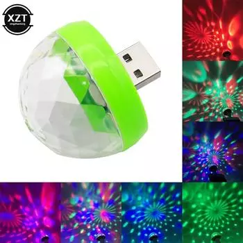 Мини USB светодиодный автомобильный атмосферный свет RGB музыка звуковое управление DJ диско шар лампа домашняя вечеринка USB на Android телефон диско свет красный