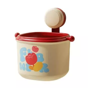 Mini Wall Mounted Rubbish Bin with Suction Cup Compact Waste Paper Bin Trash Can Basket for Desk Bathroom Kitchen Decors красный