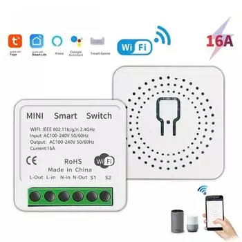 Мини Wi-Fi DIY односторонний пульт дистанционного управления, реле времени, автоматизация, умная жизнь, совместимая с Alexa-16AAdvanced.