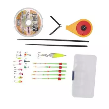 Mini Winter Ice Fishing Rod Pole Tip Rod Top Fishing Line Hooks Ice Fishing Accessories Yellow