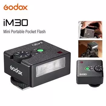 Мини-вспышка Godox iM30 Портативная ручная вспышка для различных моделей камер Уровни выходной мощности от 1/64 до полной для наружной камеры Godox iFlash чёрный