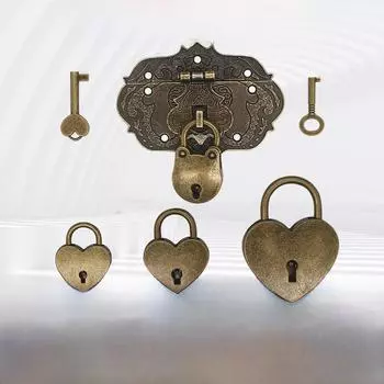 Мини-замок в форме сердца из сплава с ключом, декоративный металлический замок для врезки