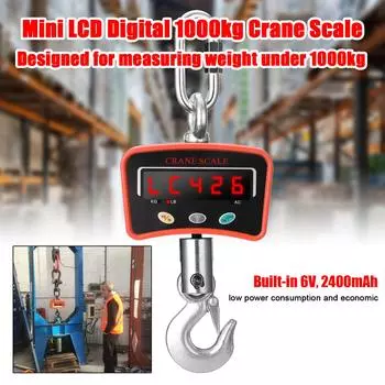 Мини ЖК-цифровые 1000 кг крановые весы портативные промышленные электронные тяжелые весы с крюком для подвешивания EU Plug оранжевый