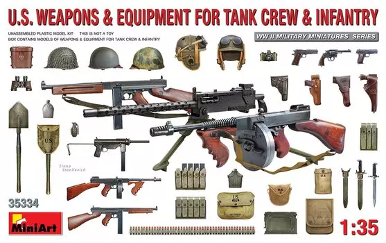 Miniart US Army Tank Crew Infantry Weapons and Equipment Set MA35334 1/35 &