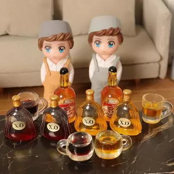 Миниатюрная еда Игровая кукольная модель дома Аксессуары Вино Бокалы для вина Знаменитая винная сцена Аксессуары для самостоятельного изготовления