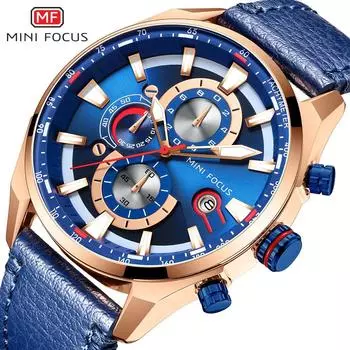 MINIFOCUS Часы с большим циферблатом Мужские часы Водонепроницаемые кварцевые часы Деловые часы Мужские кварцевые часы