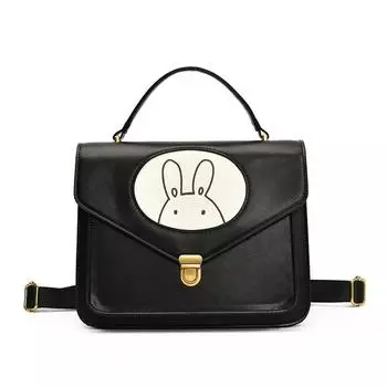 Minimalist Backpack Childrens With Leather Material And Rabbit Design Print