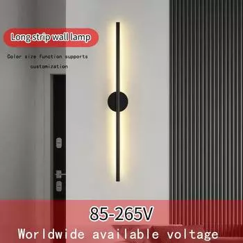 Minimalist Long Wall Lamp, Bedroom Decoration, Indoor Lighting Fixtures, Minimalist Lines for Daily Life, Black Bedside Lamp Warm light