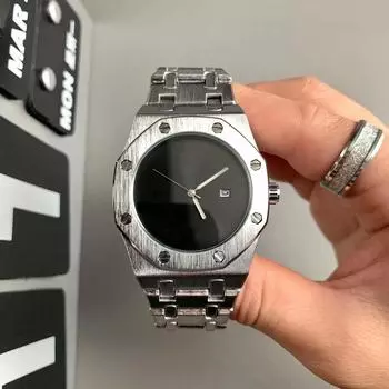 Минималистские часы для мужчин Классические роскошные Reloj Sliver Black из нержавеющей стали с силиконовым ремешком Кварцевые наручные часы для мужчин Спортивные мужские часы