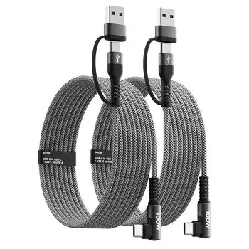 MINLU usb-кабель для зарядки L-образный [быстрая зарядка 100 Вт/5 А, 1,2 м, серый] кабель типа C, код данных модификации комбинации USB-A iPhone 16/15 Pro Max/16/15
